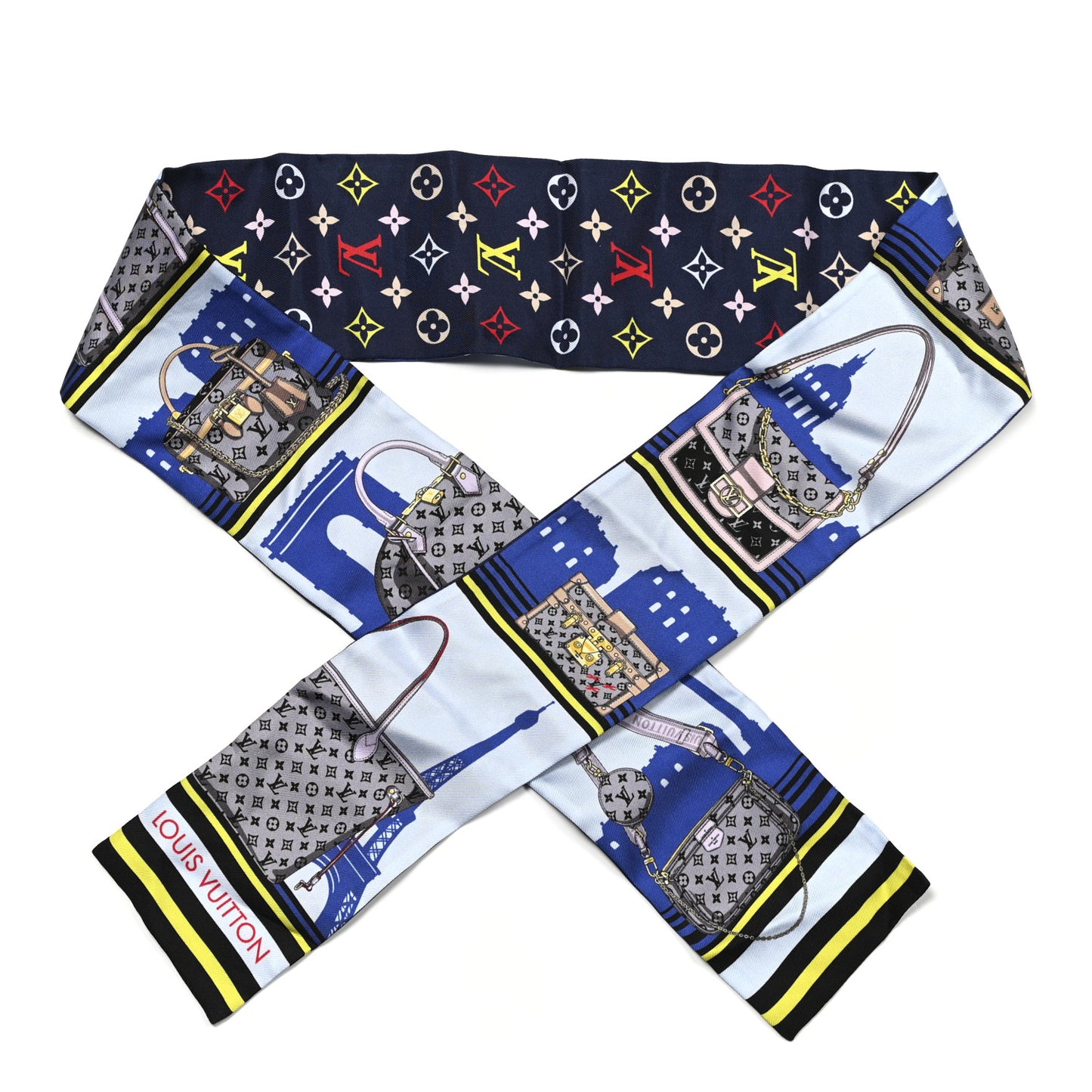Silk Monogram Skyline Bandeau Blue