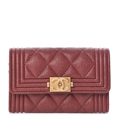 Chanel Caviar Quilted Boy Flap Card Holder Burgundy 1 of 8