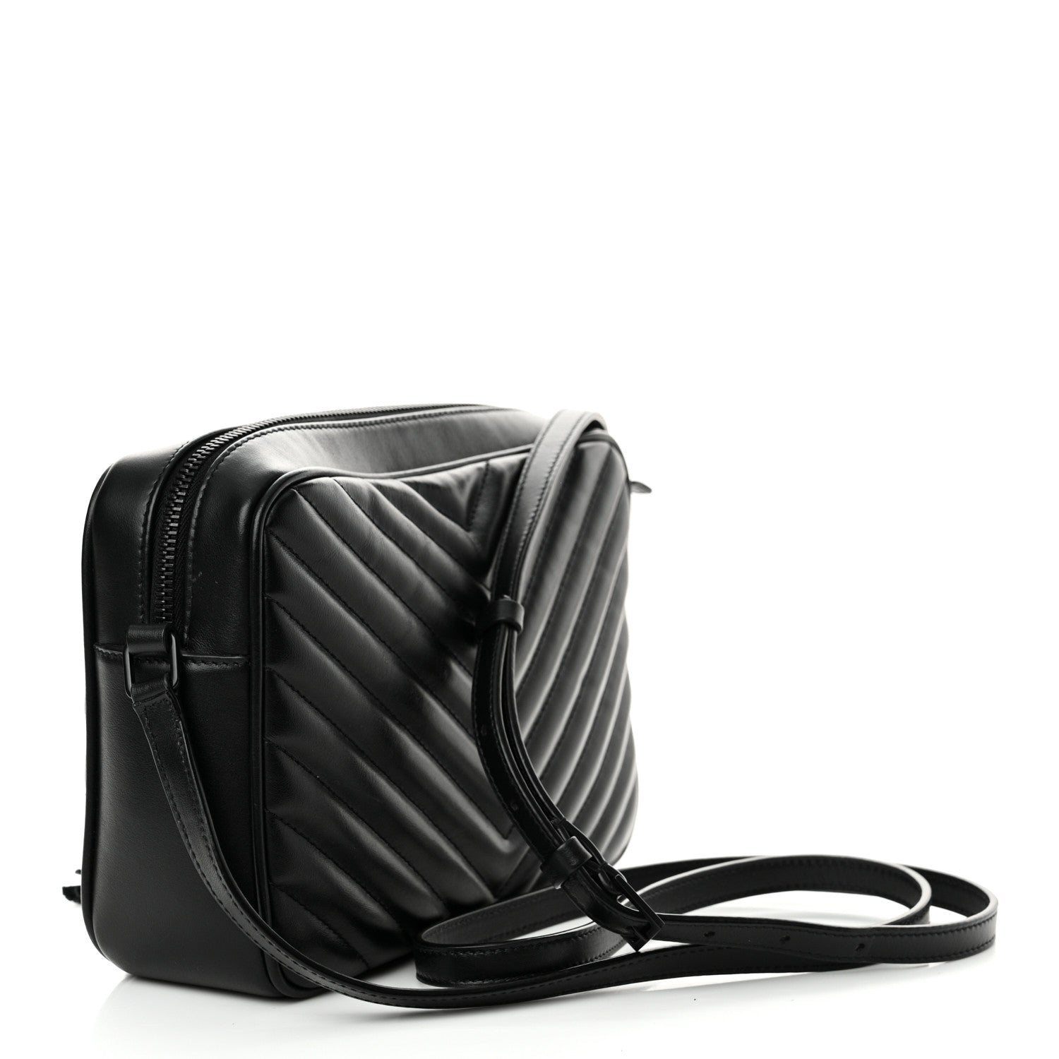 Saint Laurent Calfskin Matelasse Monogram Monochrome Lou Camera Bag Black 3 of 10