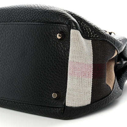 Burberry Grainy Calfskin House Check Small Maidstone Black 9 of 9