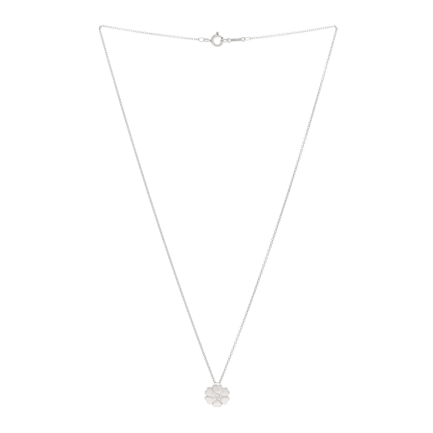 Tiffany Sterling Diamond Paloma Picasso Flower Heart Pendant Necklace 3 of 4