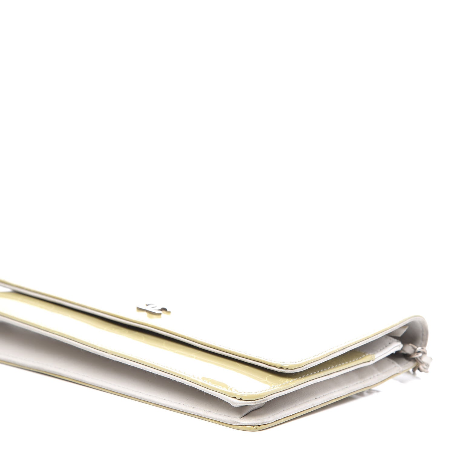 Chanel Patent Camellia Print Wallet On Chain WOC Gris Clair 6 of 11