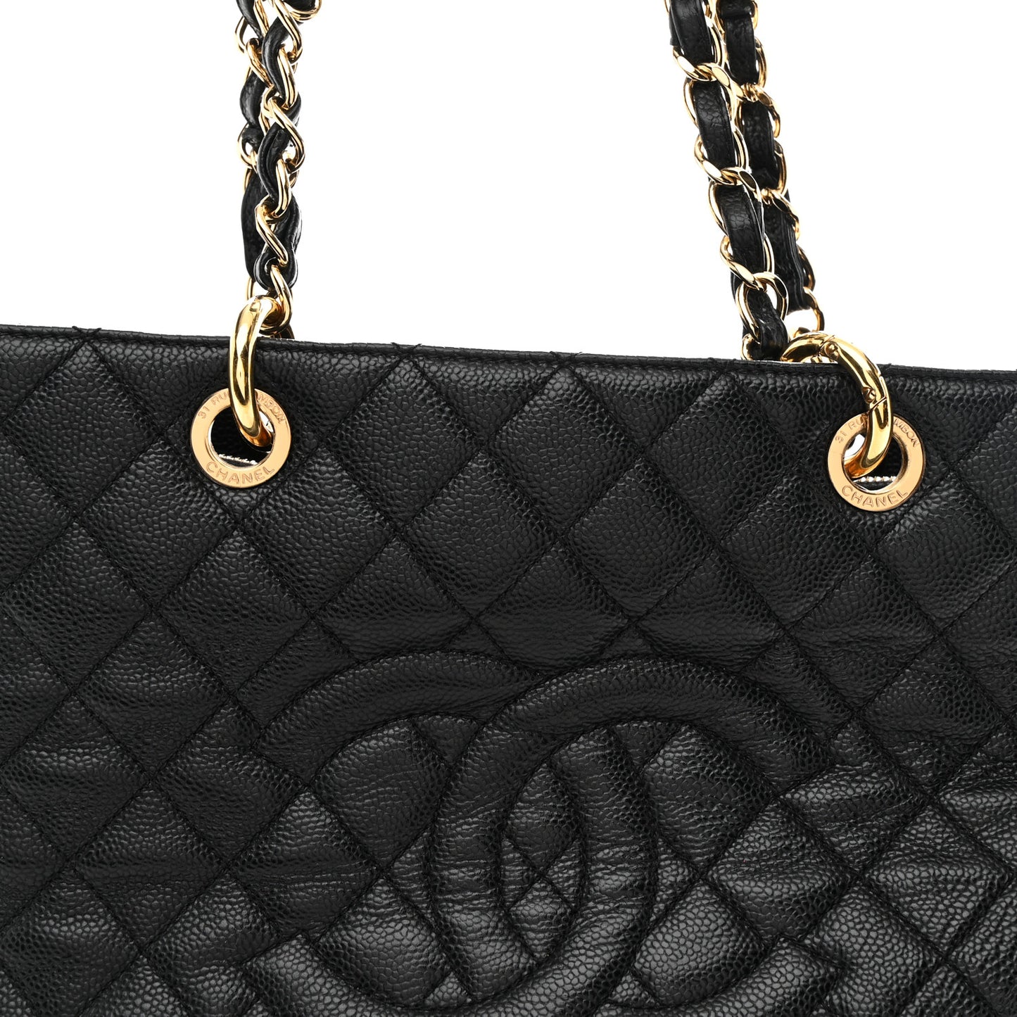 Caviar Quilted Grand Shopping Tote GST Black