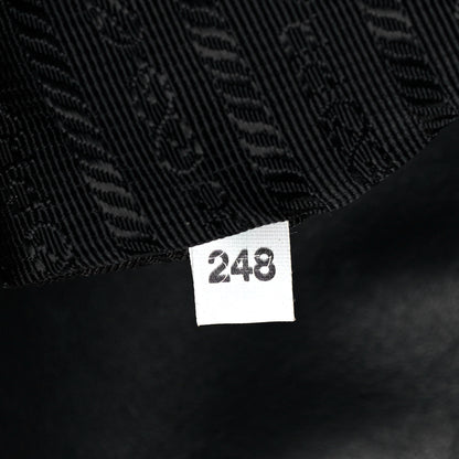 Prada Calfskin Baiadera Striped Shopping Tote Black Fuoco White 6 of 15