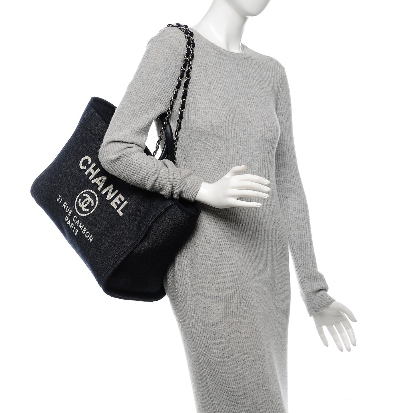 Canvas Large Deauville Tote Dark Blue