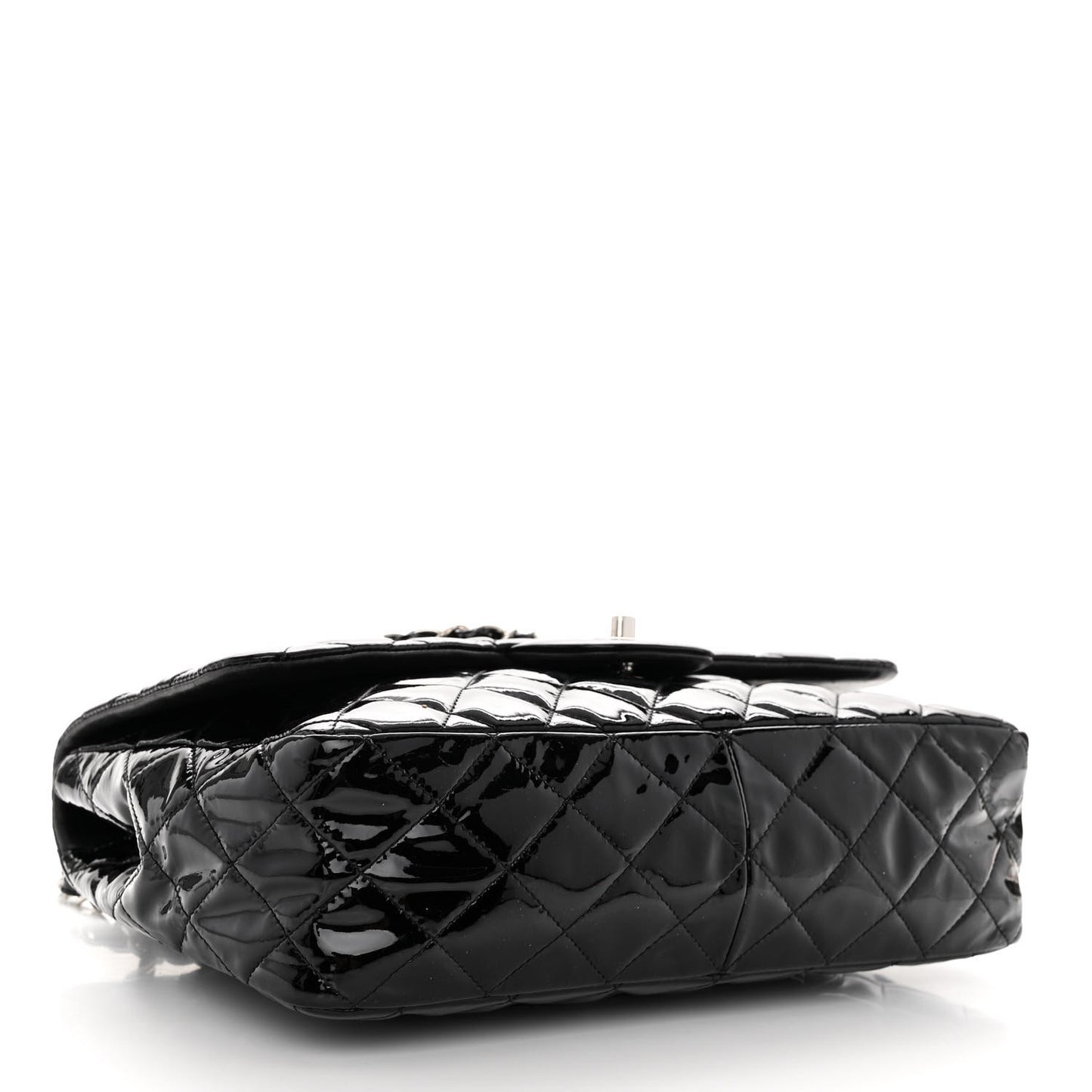 Patent Quilted Jumbo Single Flap Black