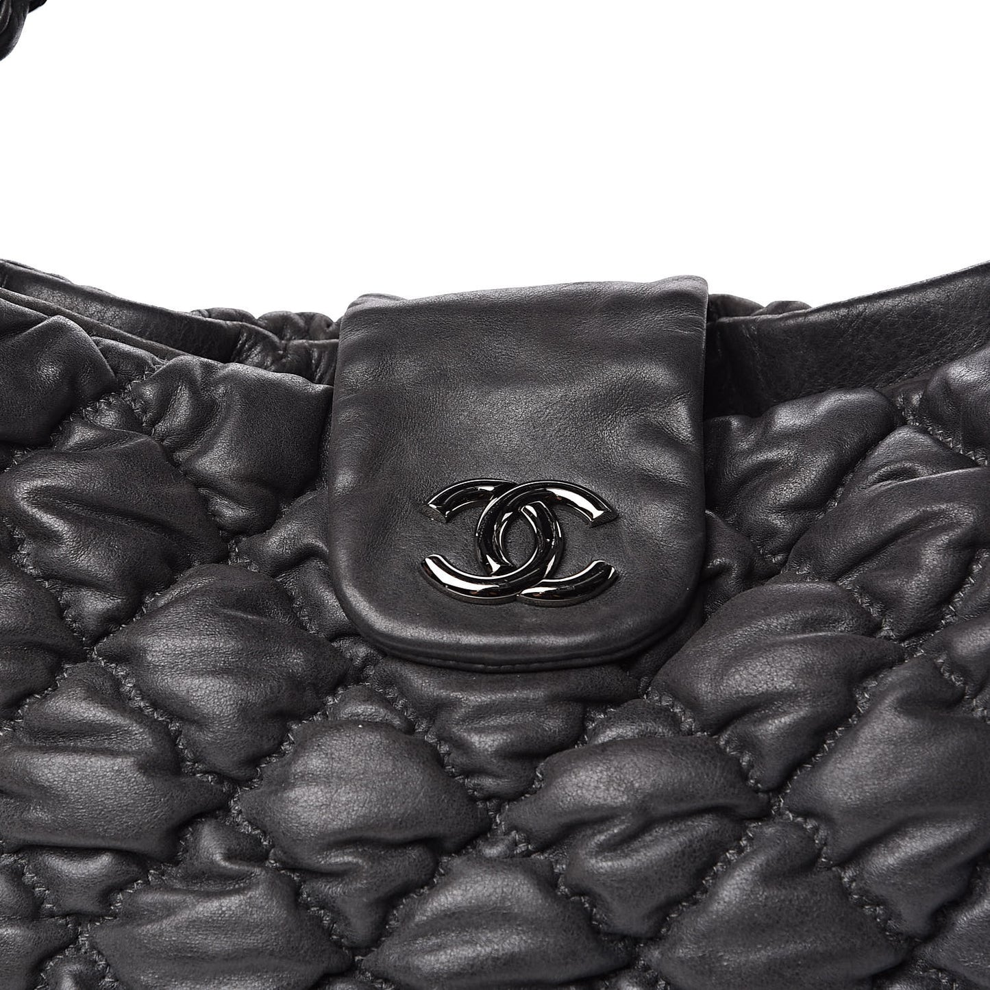 Iridescent Calfskin Bubble Quilt Hobo Grey