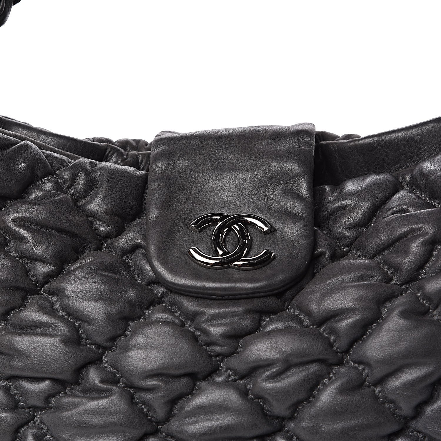 Chanel Iridescent Calfskin Bubble Quilt Hobo Grey 10 of 10