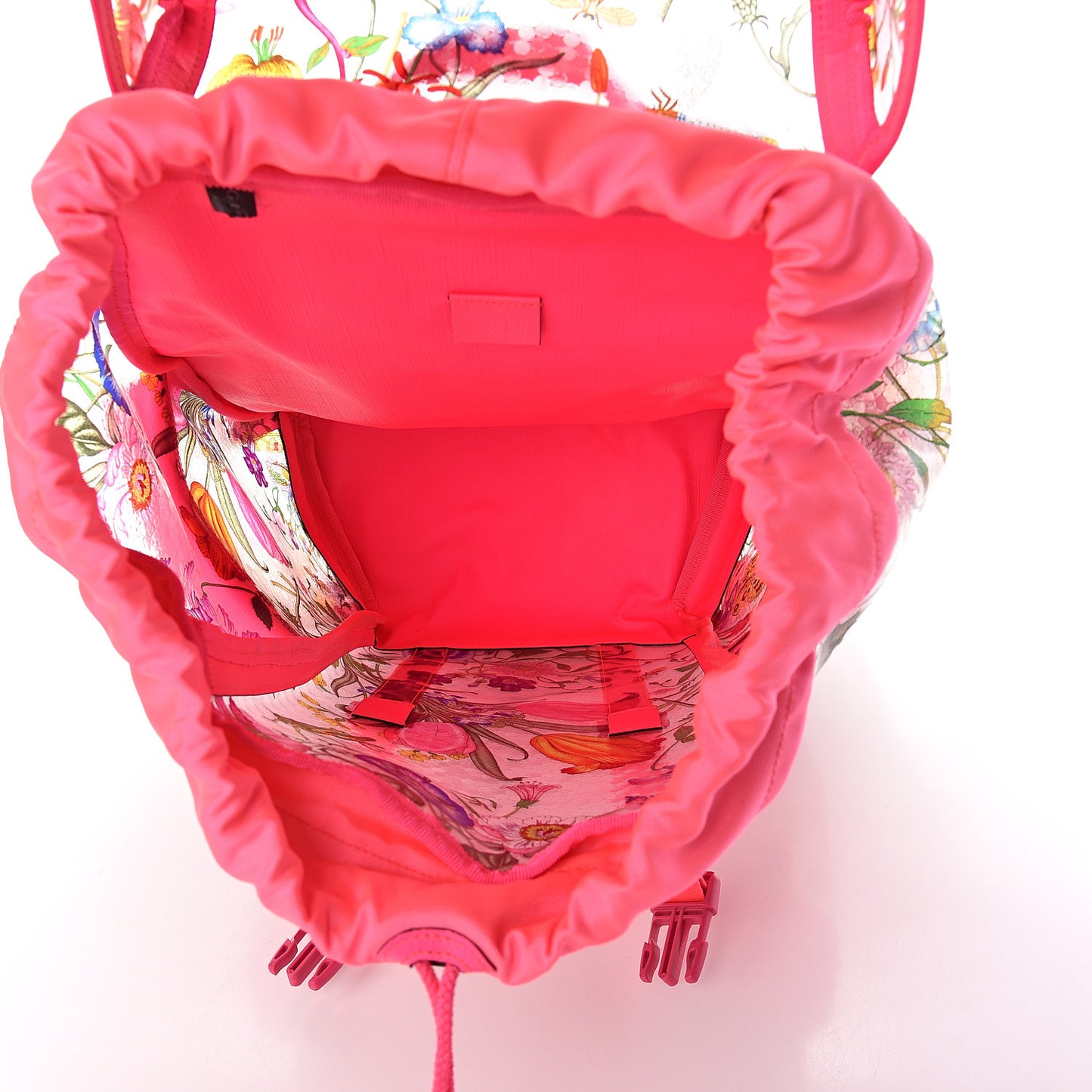 PVC Floral Double Buckle Backpack Fuchsia
