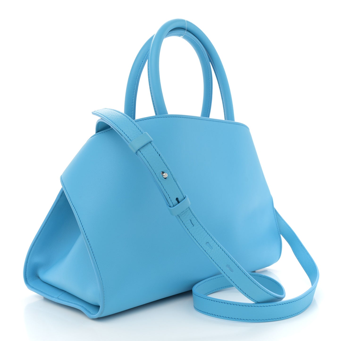 Natural Grain Calfskin Small Hug Bag Light Blue