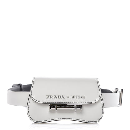 Prada City Calfskin Micro Sidonie Belt Bag 85 34 White Black 1 of 6
