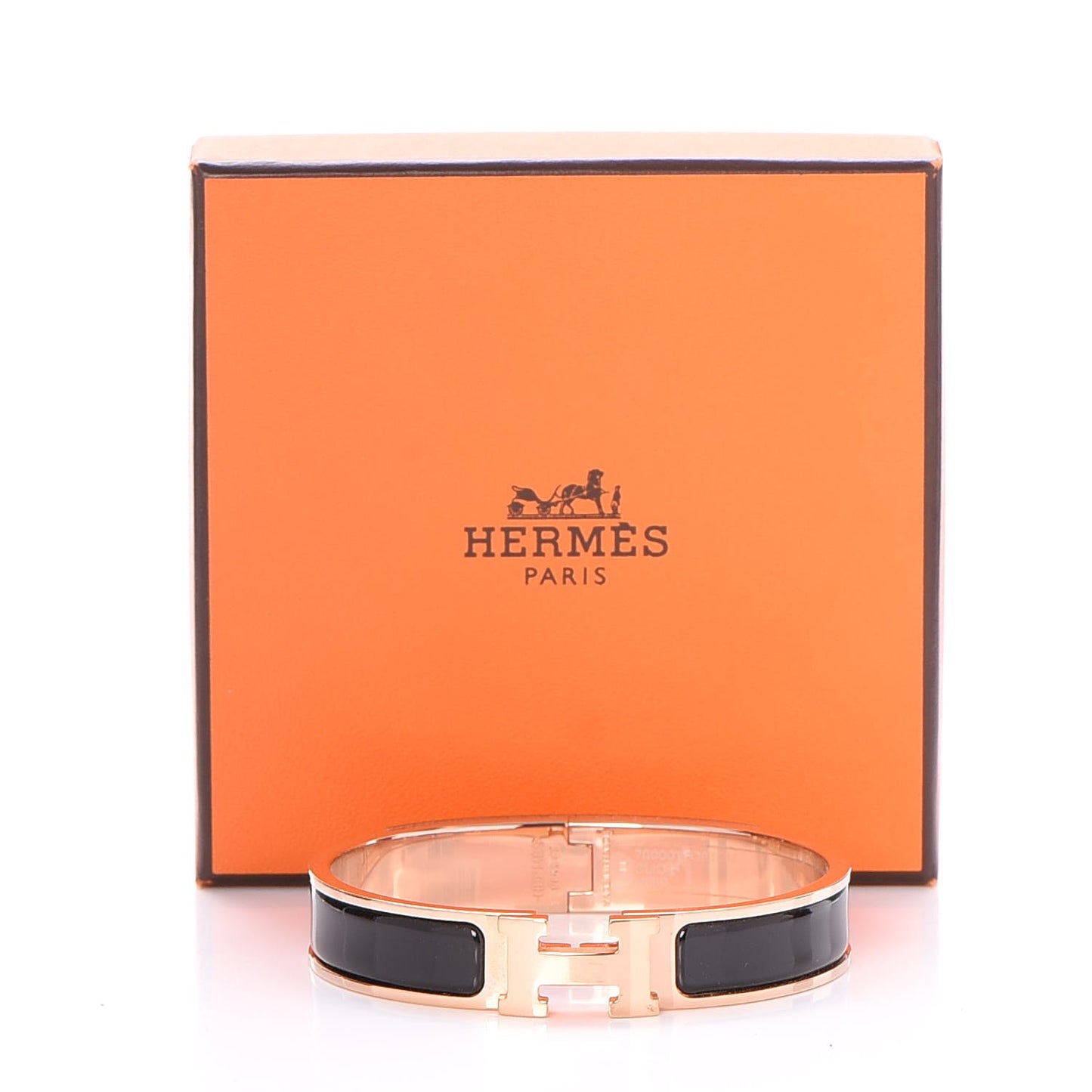 Enamel Narrow Clic Clac H Bracelet GM Black