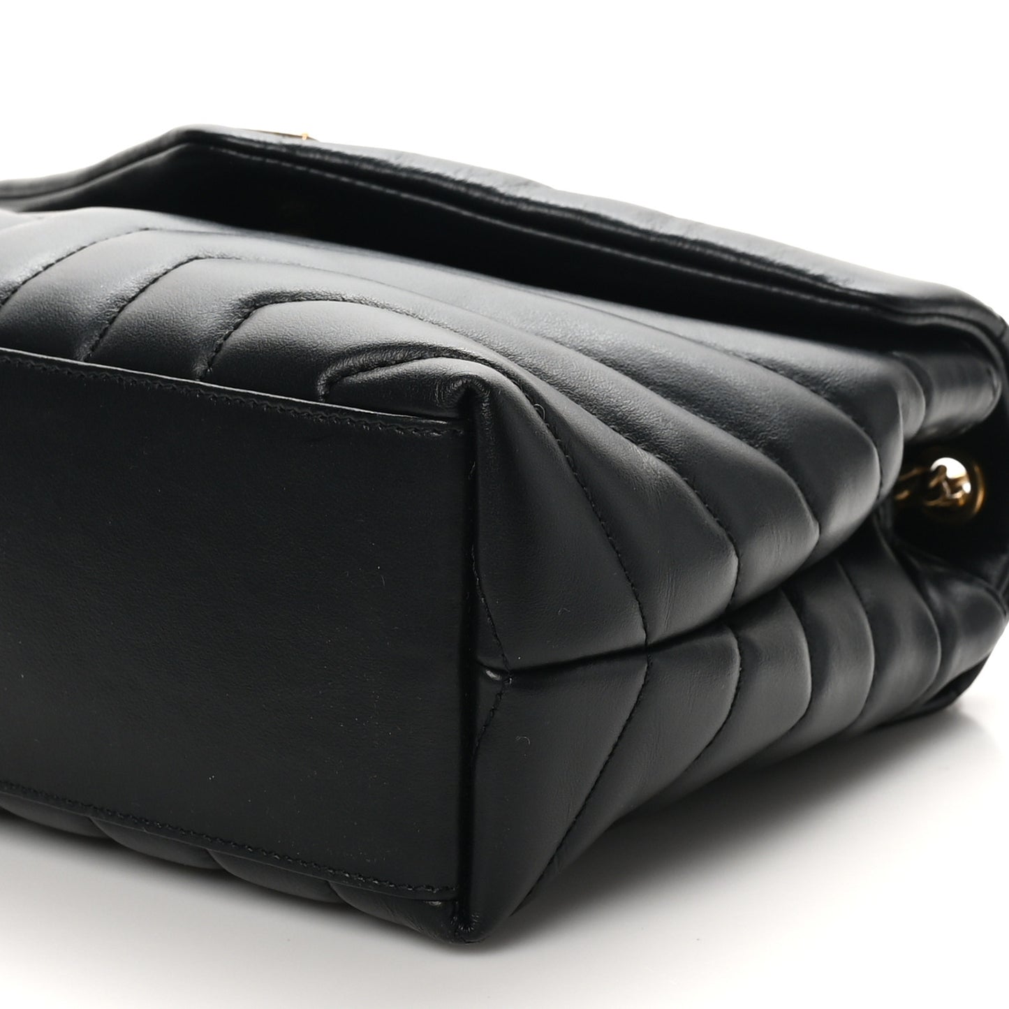 Calfskin Y Quilted Monogram Small Loulou Chain Satchel Black