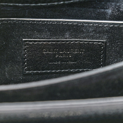 Saint Laurent Grained Calfskin Medium Monogram Sunset Satchel Black 6 of 12