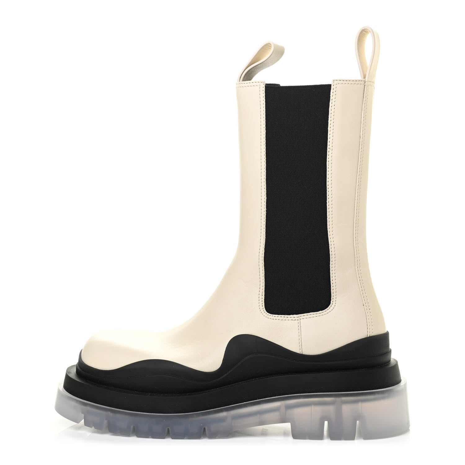 Bottega Veneta Calfskin The Tire Chelsea Boots 37.5 Wax Black Transparent 1 of 20