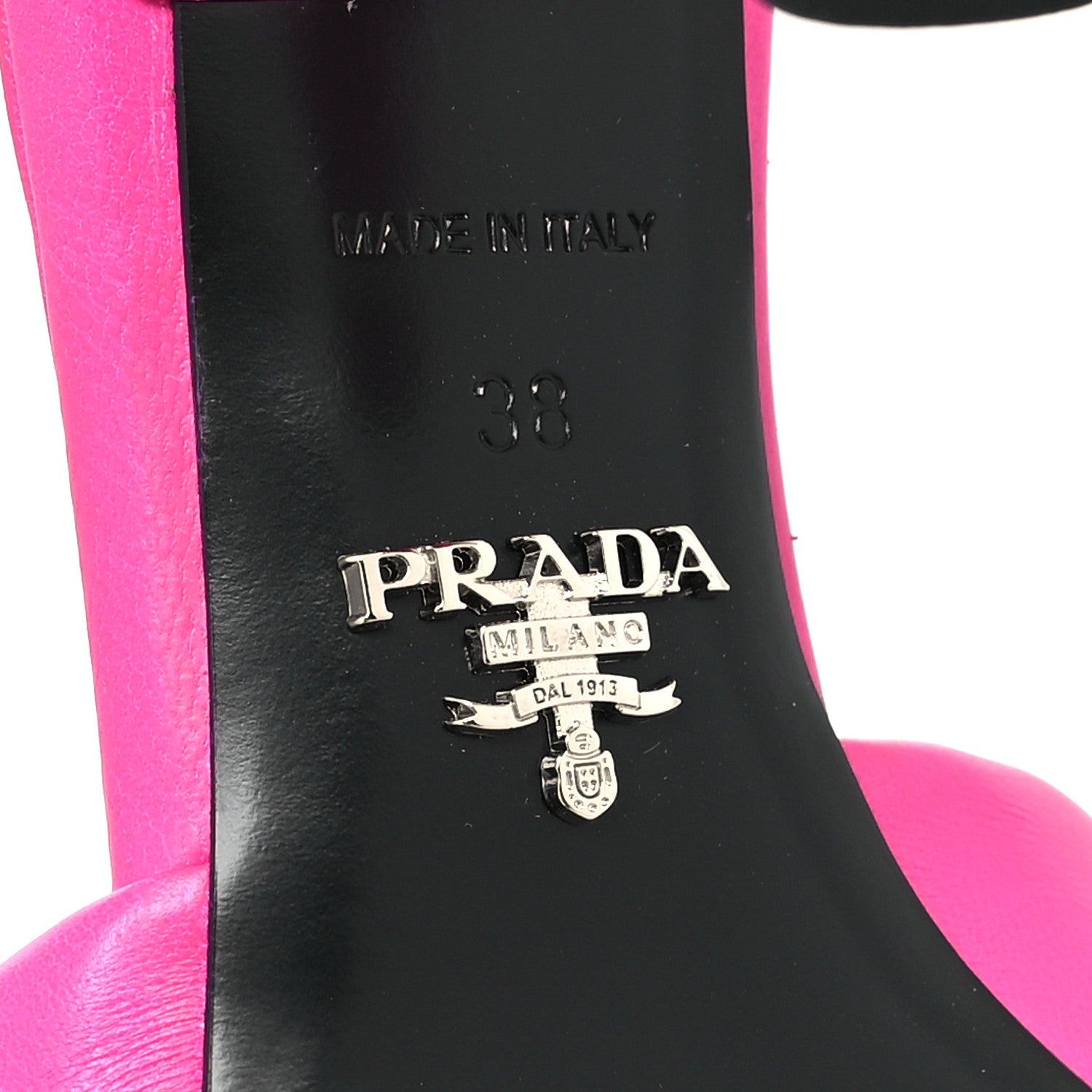 Prada Nappa Soft Padded Metal Triangle Logo 65mm Slide Sandals 38 Begonia Fluo 6 of 8