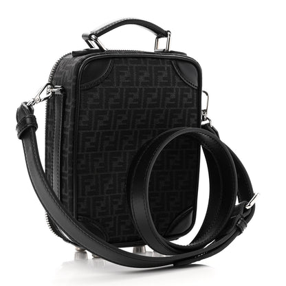 Fendi Recycled Fabric Jacquard Vitello Astro Micro FF Mini Trolley Bag Asfalto Black 3 of 10