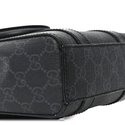 Gucci GG Supreme Monogram Appia Calfskin Web Mini Tote Bag Black 8 of 9
