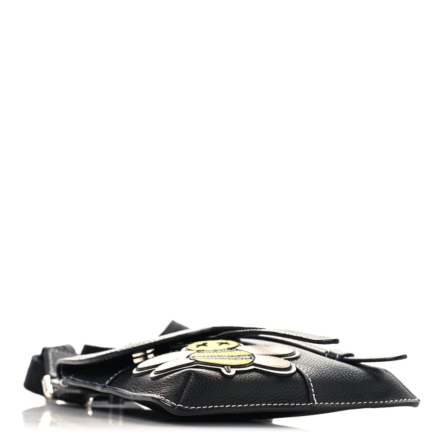 Christian Dior X KAWS Grained Calfskin Bee Saddle Pouch Black
