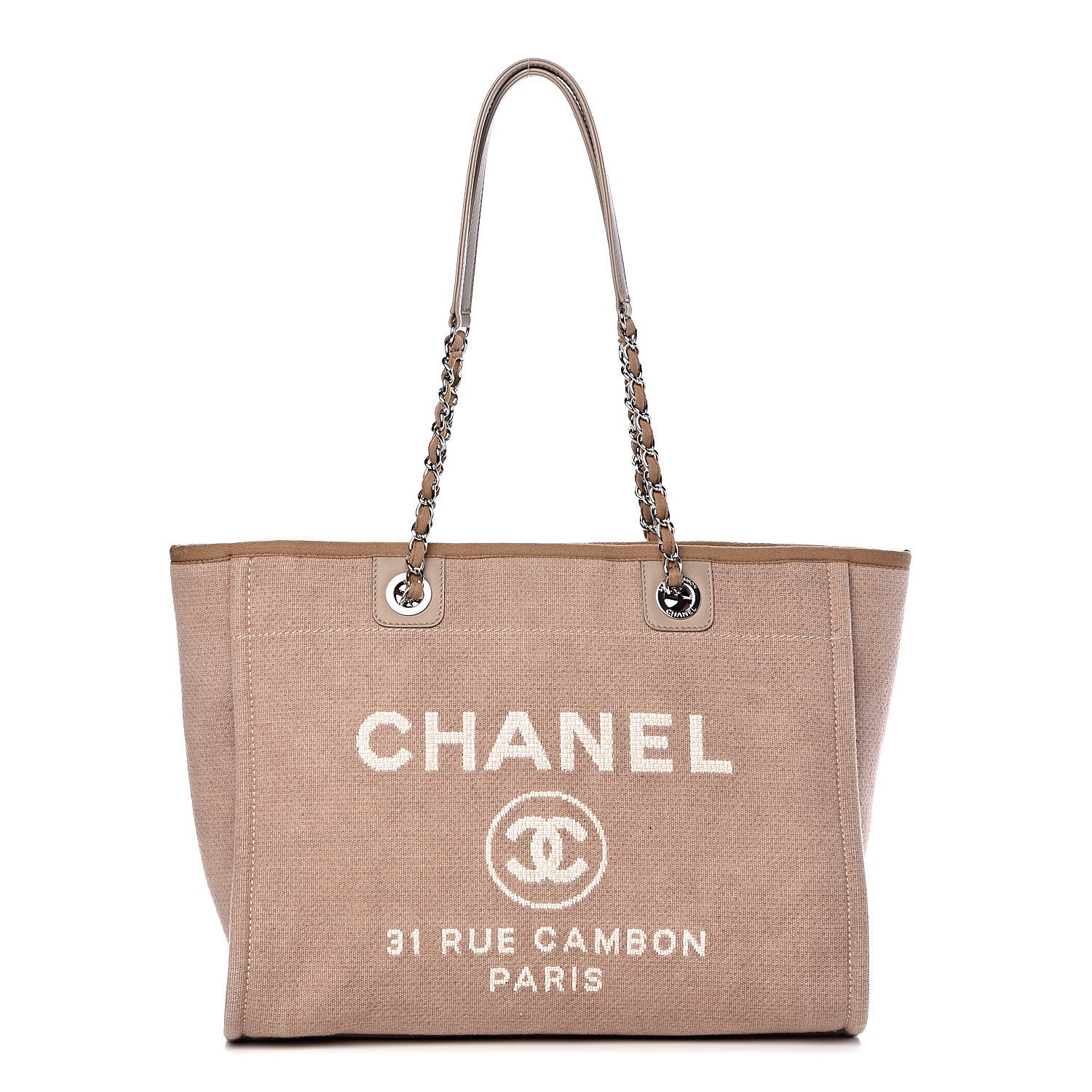 Chanel Canvas Deauville Small Tote Beige 1 of 11
