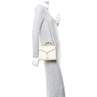 Saint Laurent Crocodile Embossed Mini Classic Monogram Cassandra Top Handle Crema Soft 2 of 15