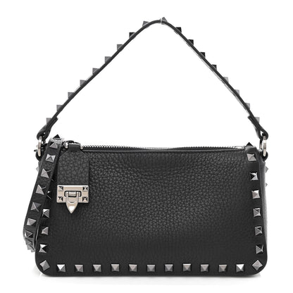 Valentino Garavani Grained Calfskin Small Rockstud Crossbody Bag Black 1 of 10