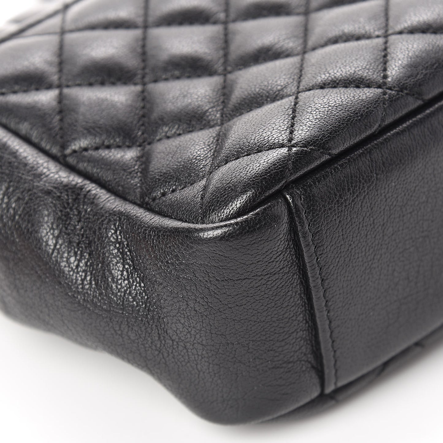 Sheepskin Tri-Quilt Monogram Medium Soft Envelope Bag Black