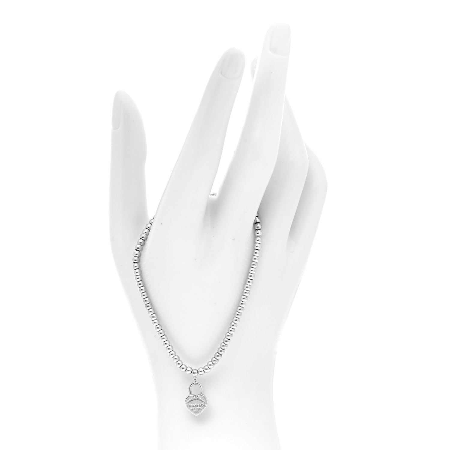 Tiffany Sterling Silver 3mm Return to Tiffany Heart Lock Bead Bracelet 2 of 5