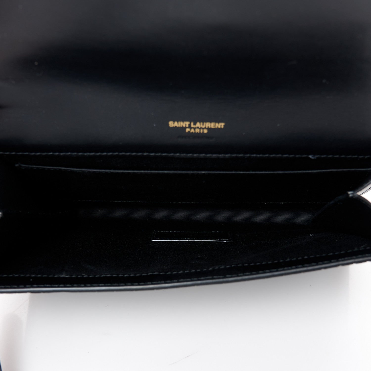 Saint Laurent Calfskin Crocodile Embossed Monogram Cassandre Flap Pouch Black 5 of 8