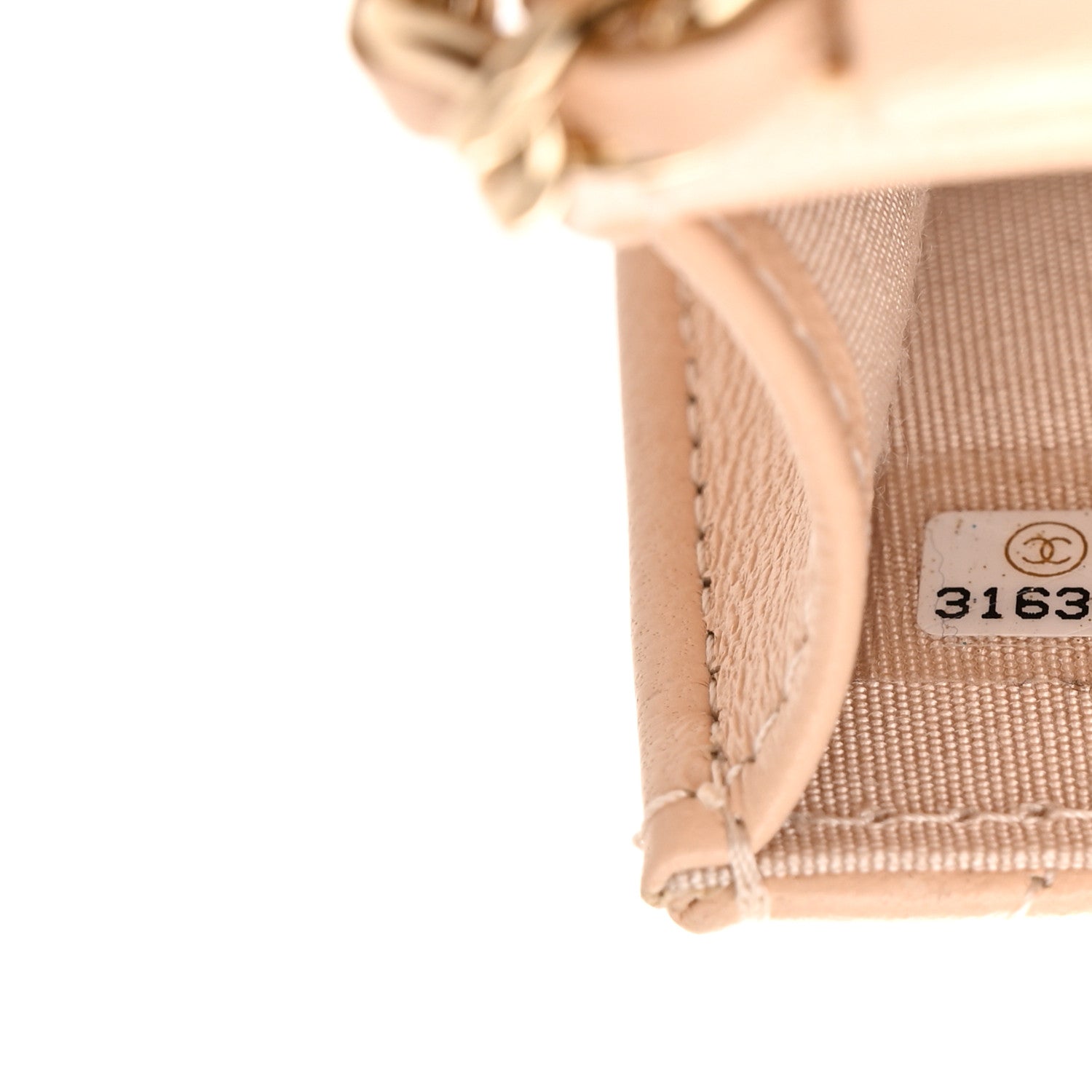 Chanel Lambskin Enamel Quilted Phone Holder With Chain Beige 9 of 12