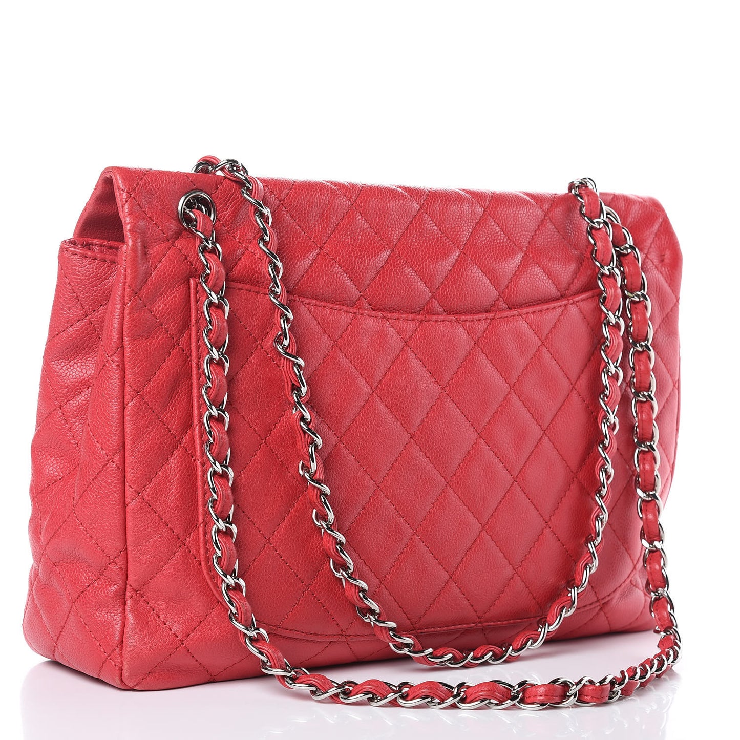 Washed Caviar Quilted Maxi Single Flap Fuchsia