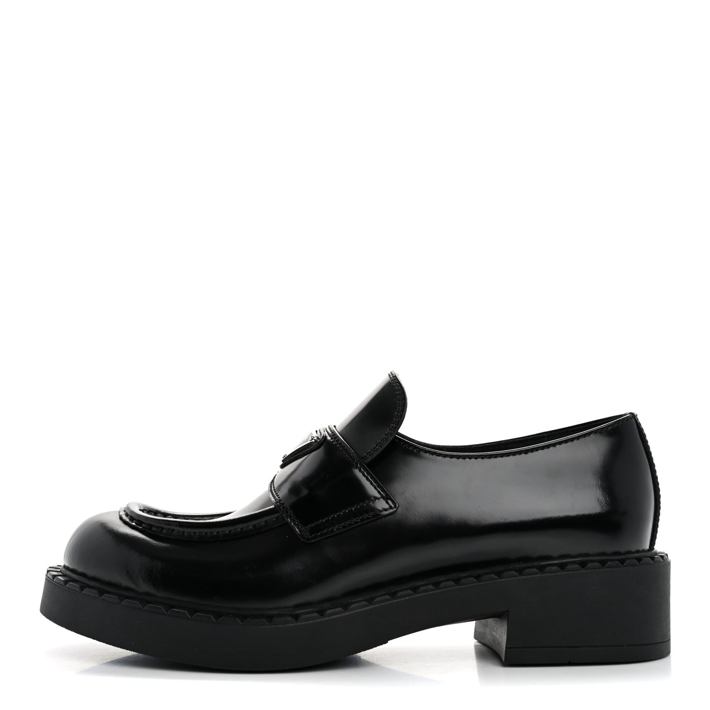 Spazzolato Metal Triangle Logo 50mm Loafers 39 Black