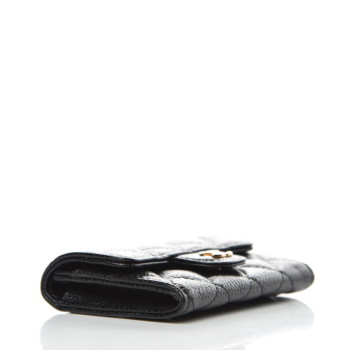 Caviar Quilted Flap Card Holder Black