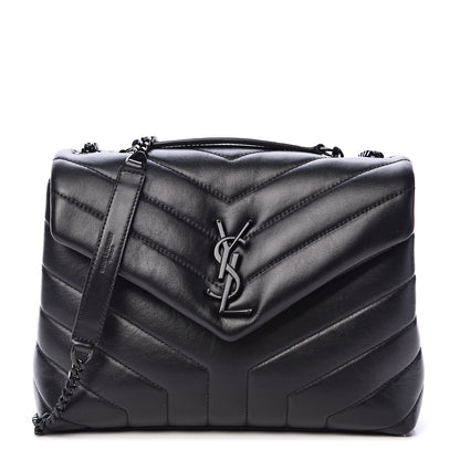 Saint Laurent Calfskin Y Quilted Monogram Small Loulou Chain Satchel Black 1 of 10