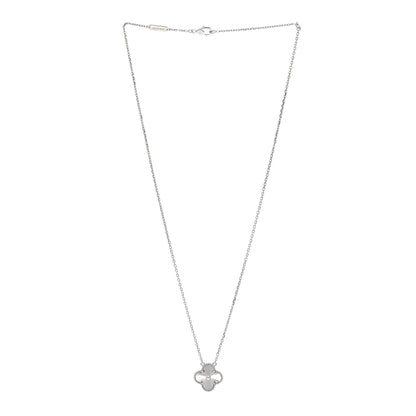 Van Cleef & Arpels 18K White Gold Guilloche Vintage Alhambra Pendant Necklace 3 of 6
