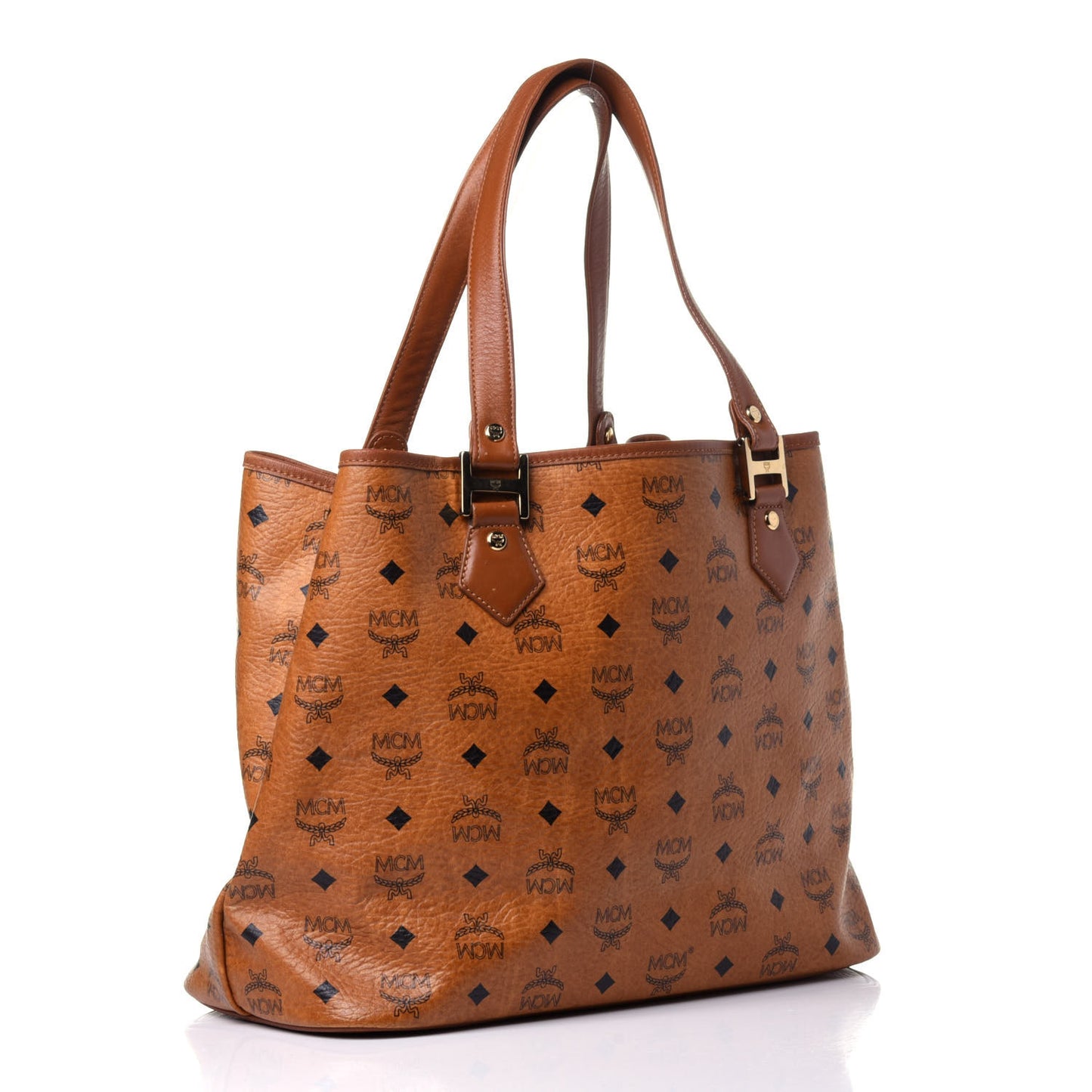 Visetos Crocodile Embossed Shopper Tote Cognac