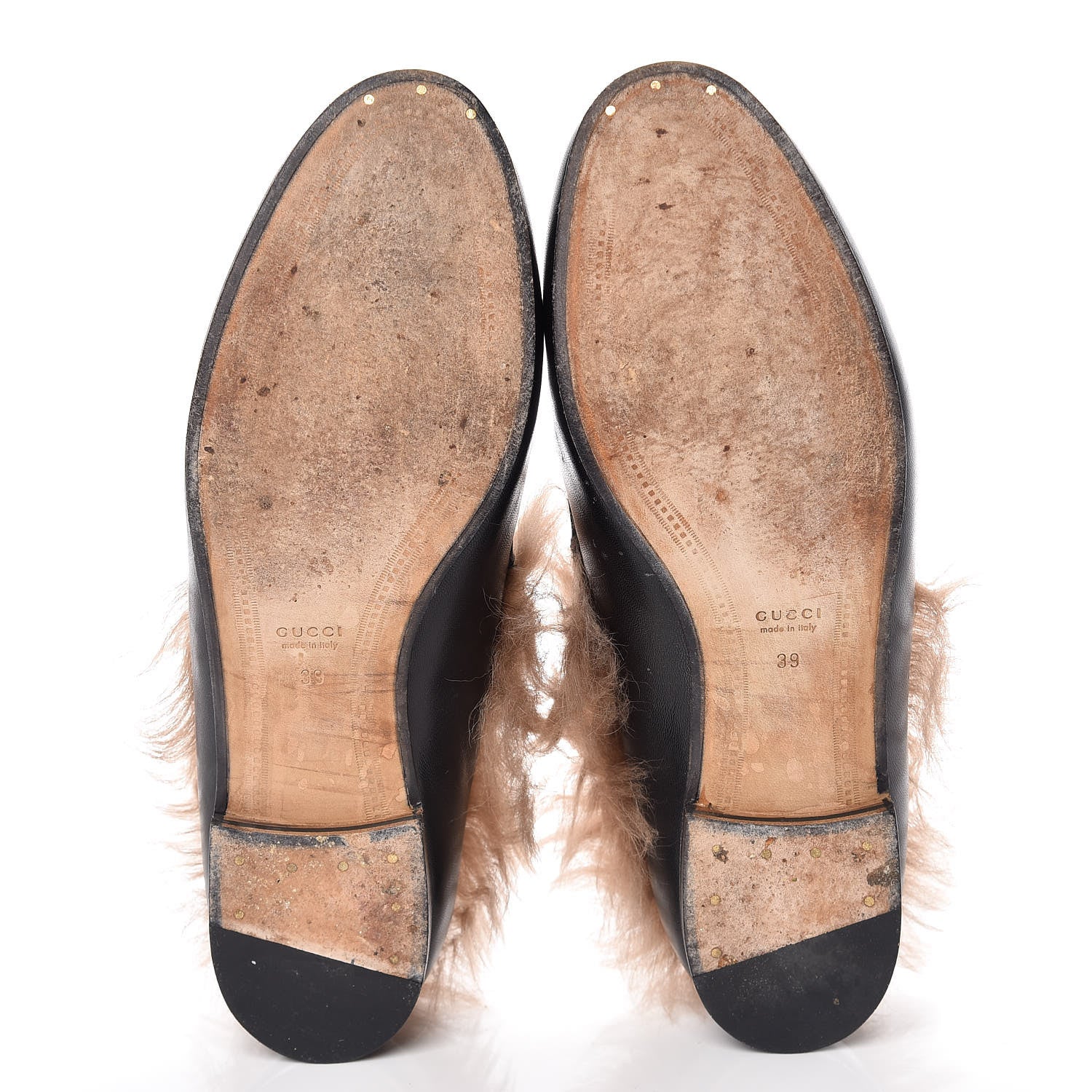 Gucci Malaga Kid Fur Womens Jordaan Loafers 39 Black Natural 7 of 13