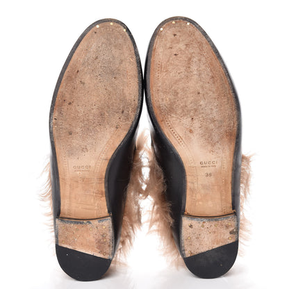 Gucci Malaga Kid Fur Womens Jordaan Loafers 39 Black Natural 7 of 13