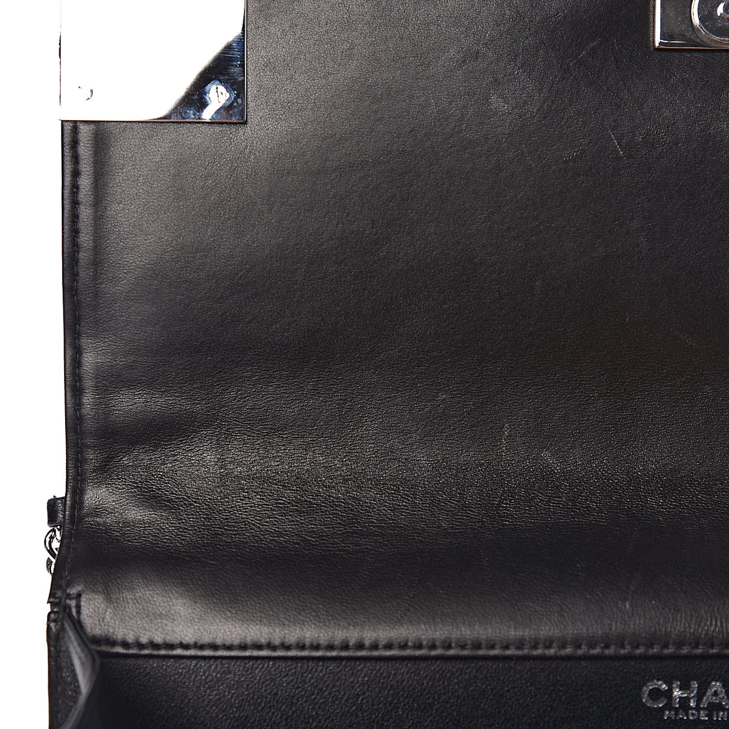 Lambskin Chocolate Bar Chain Clutch Black