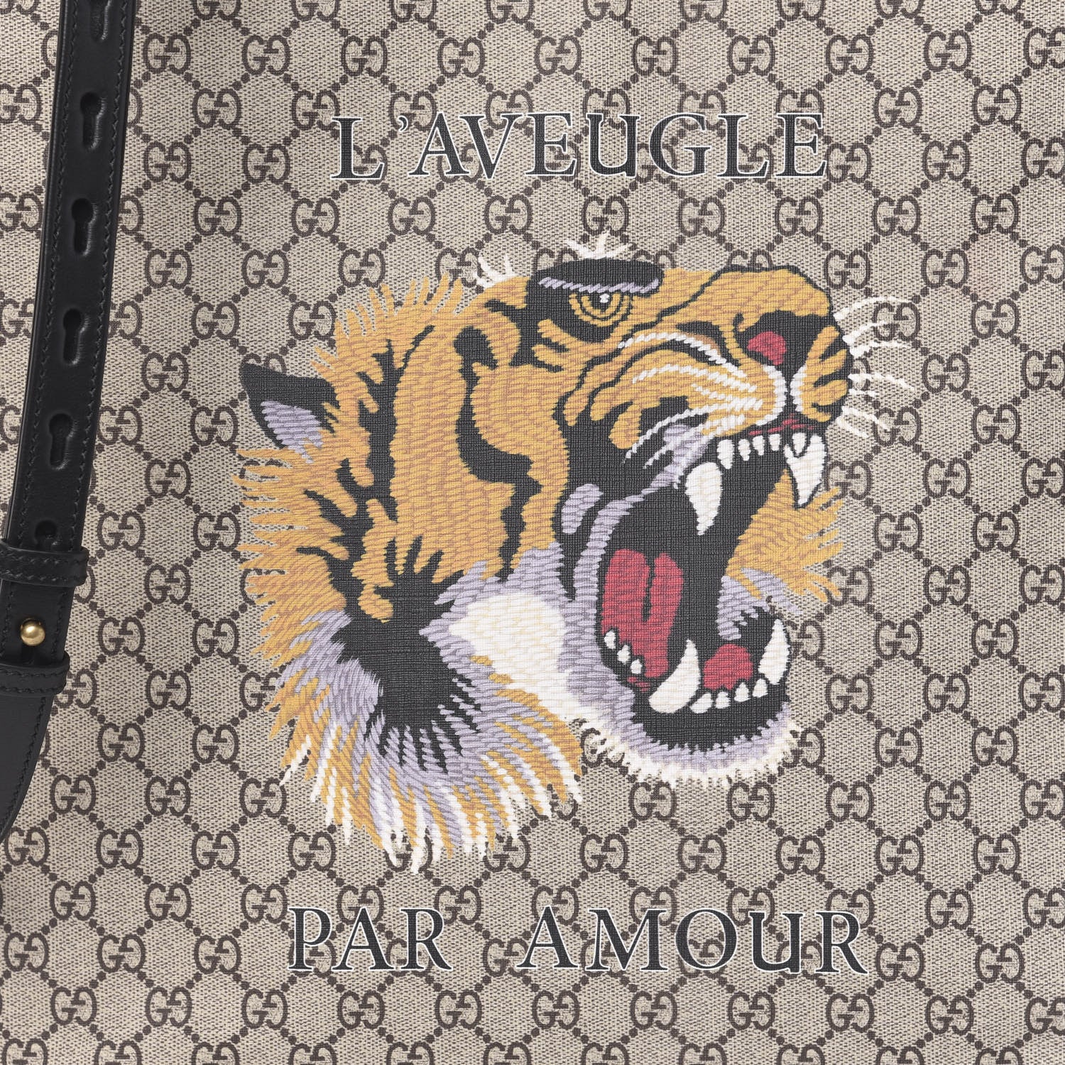Gucci GG Supreme Monogram L'Aveugle Par Amour Print Vertical Tote Black 9 of 9