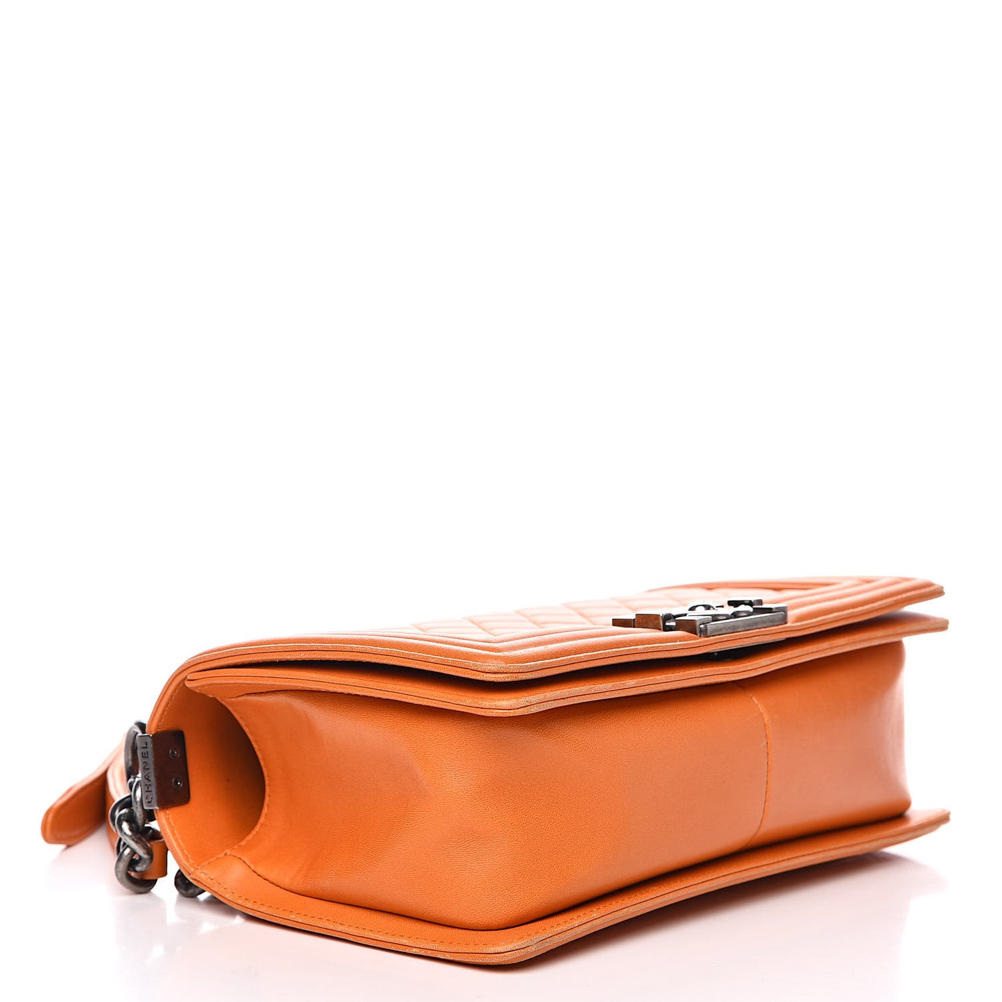 Lambskin Quilted Medium Boy Flap Orange