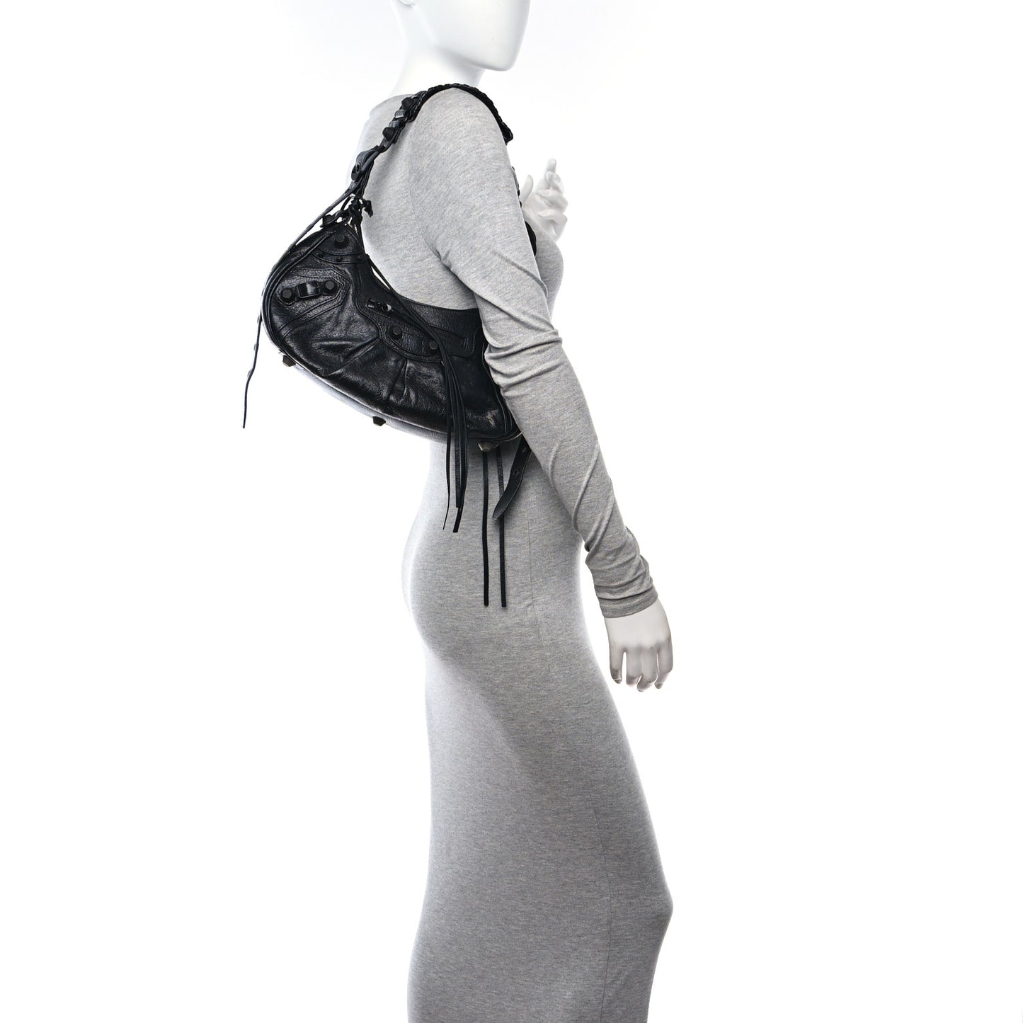 Agneau Arena Monochrome Small Le Cagole Shoulder Bag Black