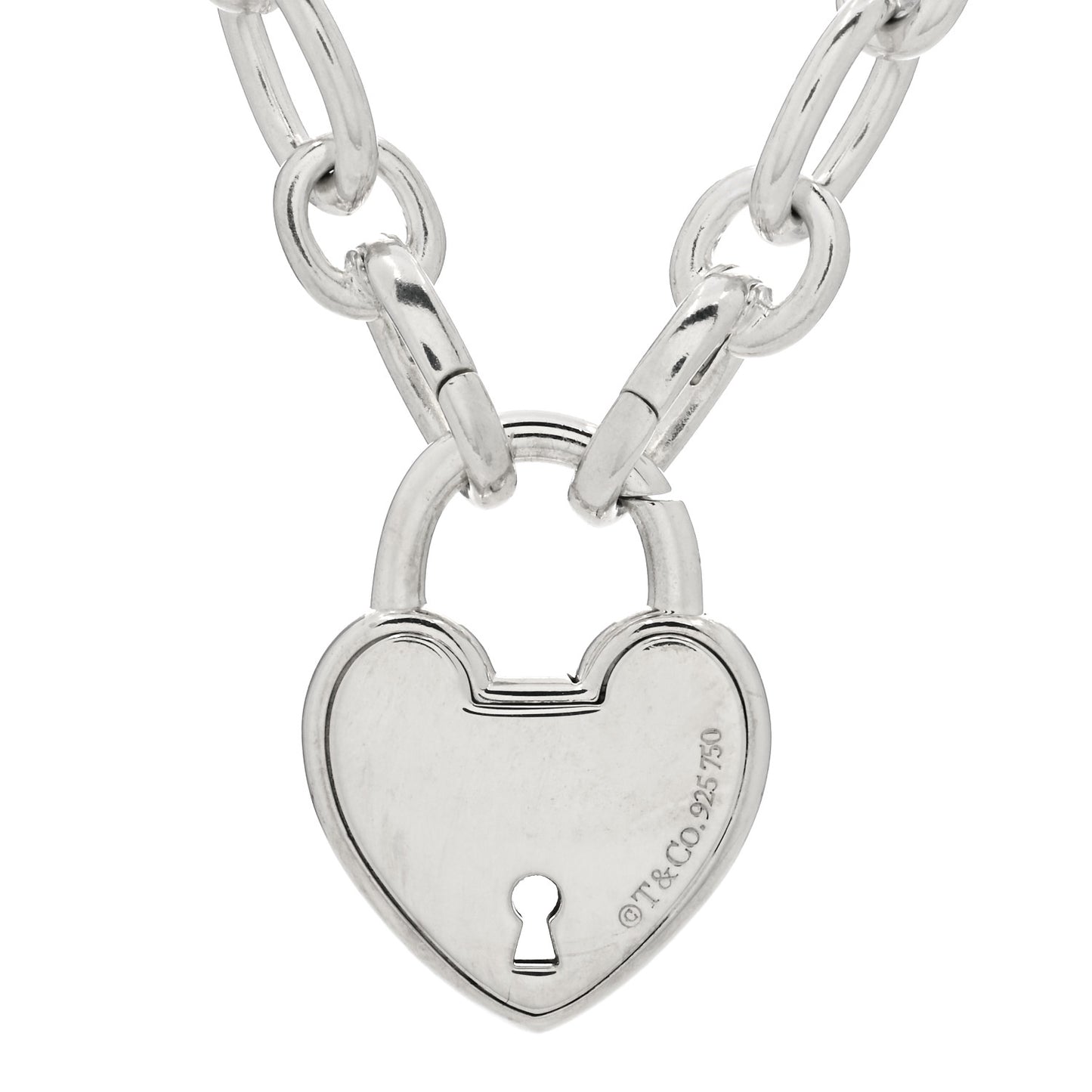 Sterling Silver 18K Rose Gold Heart Lock Pendant Necklace