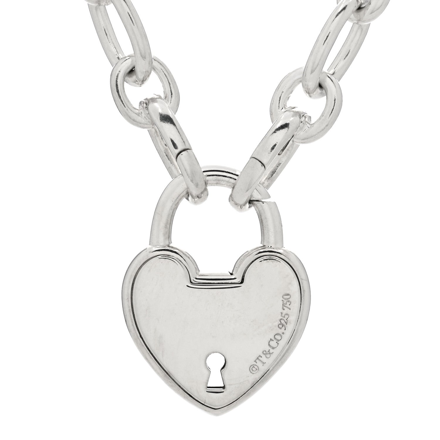 Tiffany Sterling Silver 18K Rose Gold Heart Lock Pendant Necklace 3 of 3