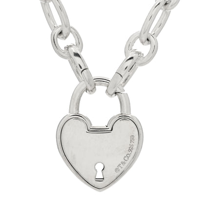 Tiffany Sterling Silver 18K Rose Gold Heart Lock Pendant Necklace 3 of 3