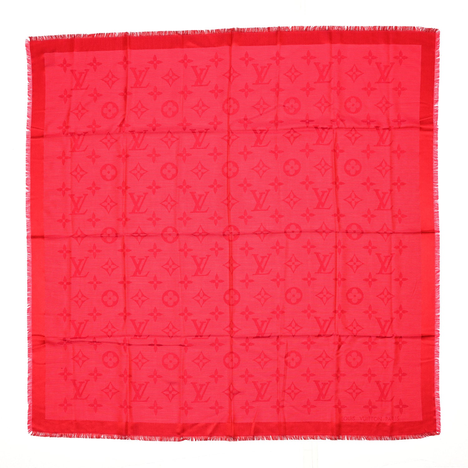 Louis Vuitton Silk Wool Monogram Shawl Pomme D'Amour 1 of 4