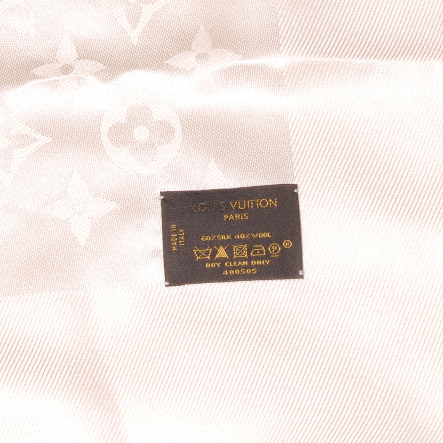Wool Silk Monogram Shawl White