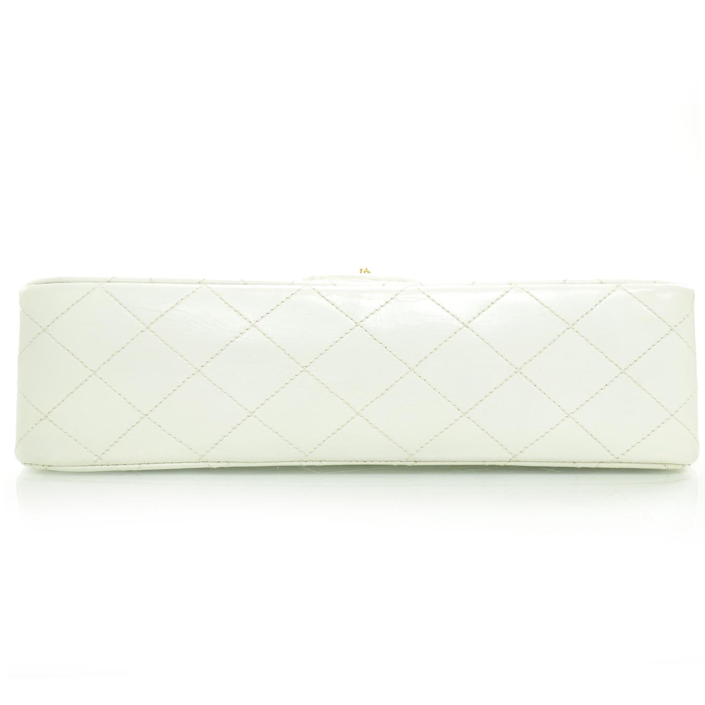 Lambskin Quilted Medium Double Flap White GHW