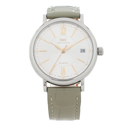 IWC Stainless Steel Crocodile Diamond 37mm Portofino Automatic Watch IW458101 1 of 4
