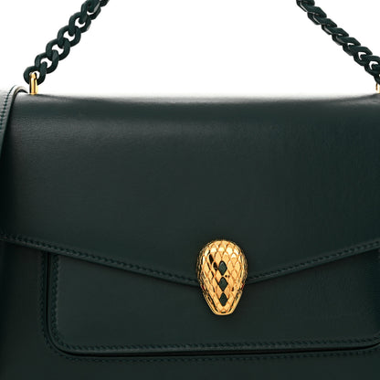 Bulgari Nappa Monochrome Serpenti Forever Large Maxi Chain Crossbody Bag Forest Emerald 8 of 11